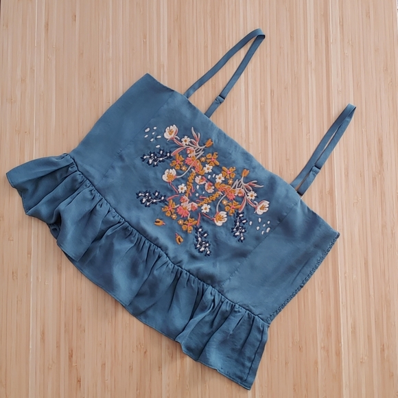 Anthropologie Hana Embroidered Peplum Cami - Picture 2 of 5